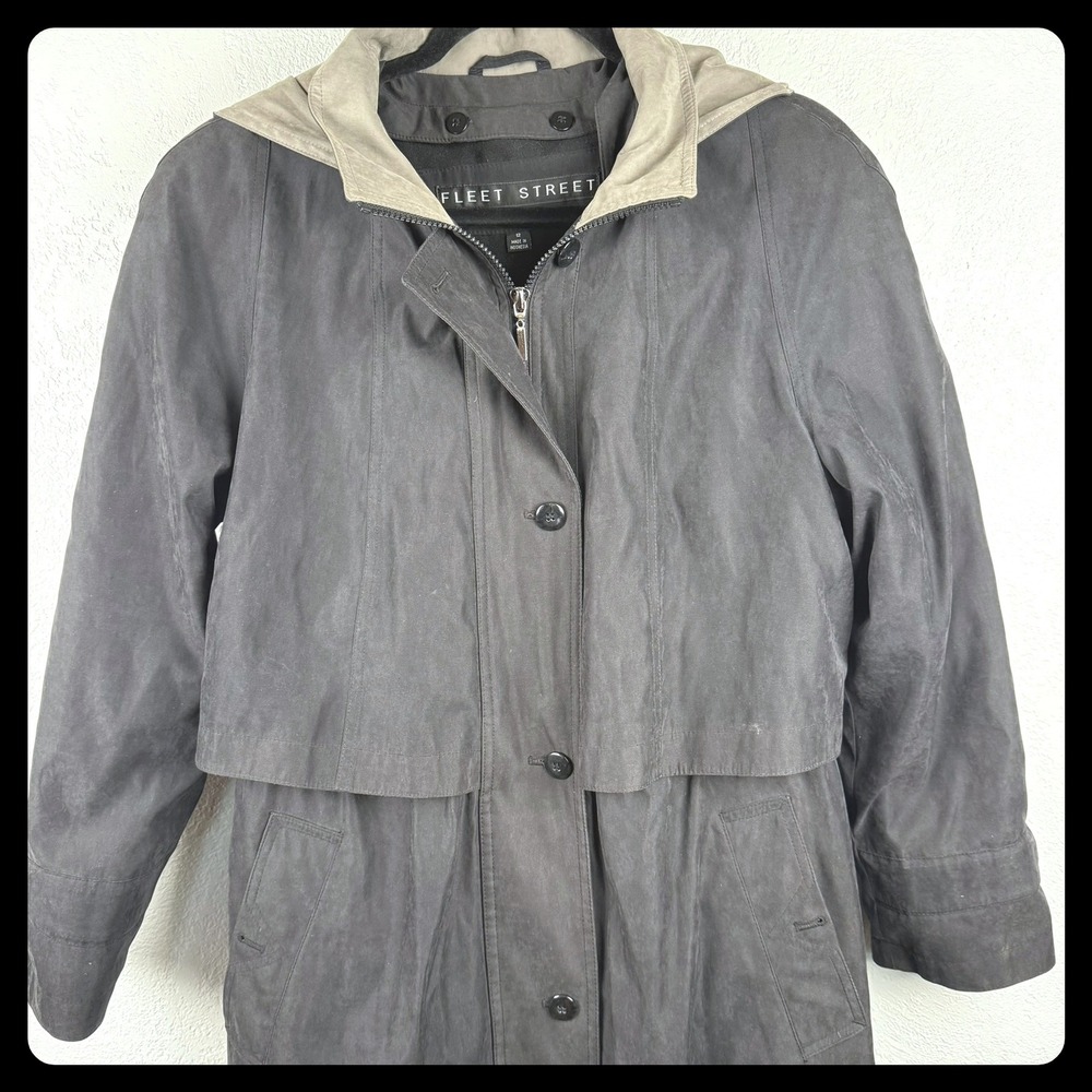 VTG‎ Fleet Street Women's Vintage Black Trench Coat Rain Jacket Size 12 90's